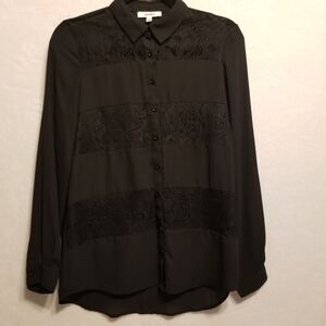 Koton Size S EUR 36 Top Button Front Black Lace Panels Whimsigoth Witchy Gothic